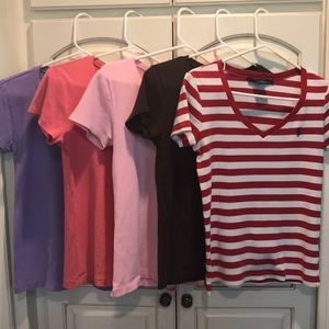 5 Ralph Lauren V-neck tees